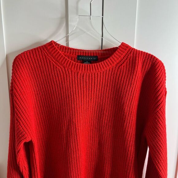 Sanctuary Red Ribbed Knit Crew Neck Sweater medium NWT - Picture 3 of 12